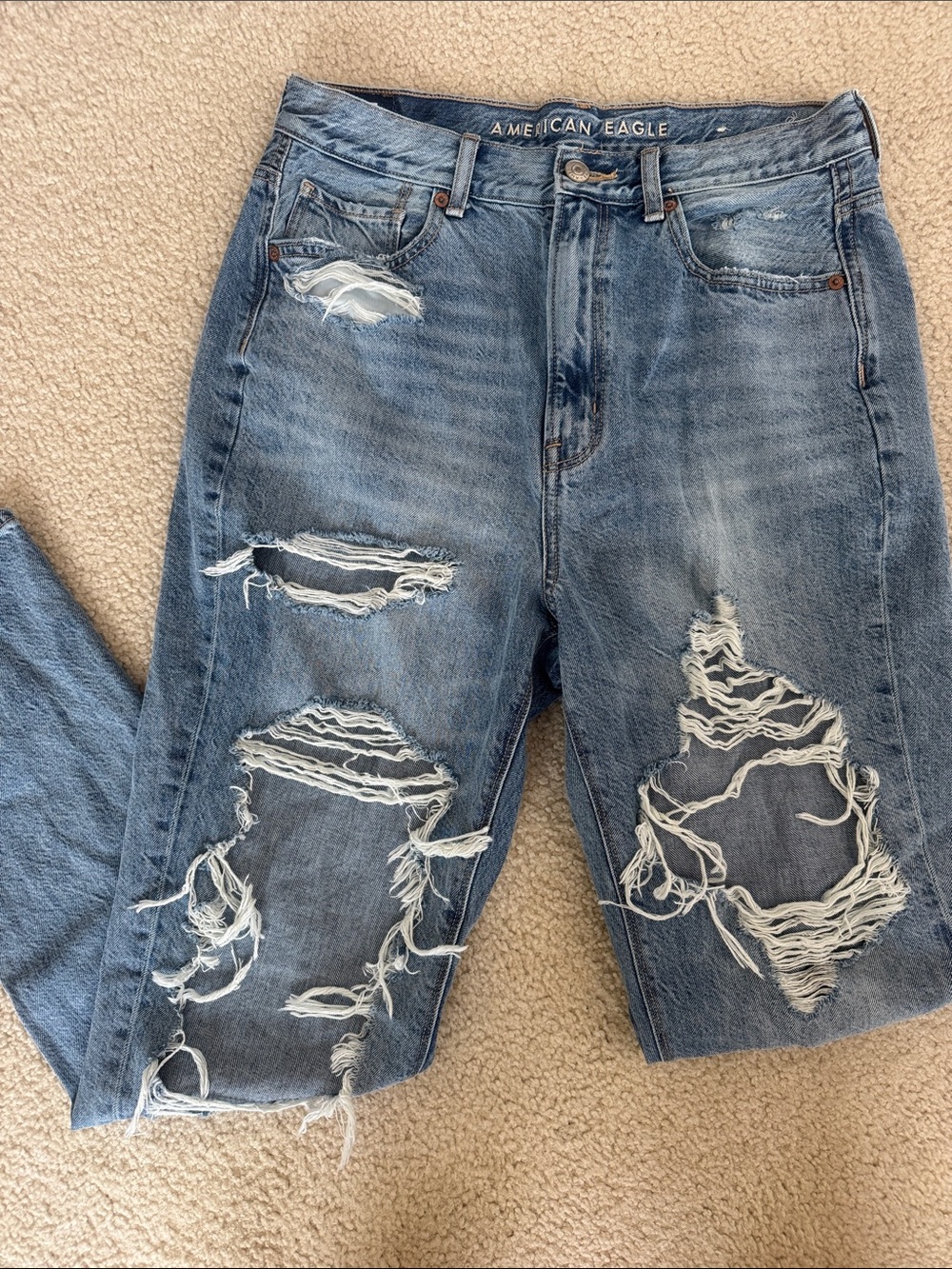 American Eagle Outfitters Light Blue Ripped Boyfriend Jeans